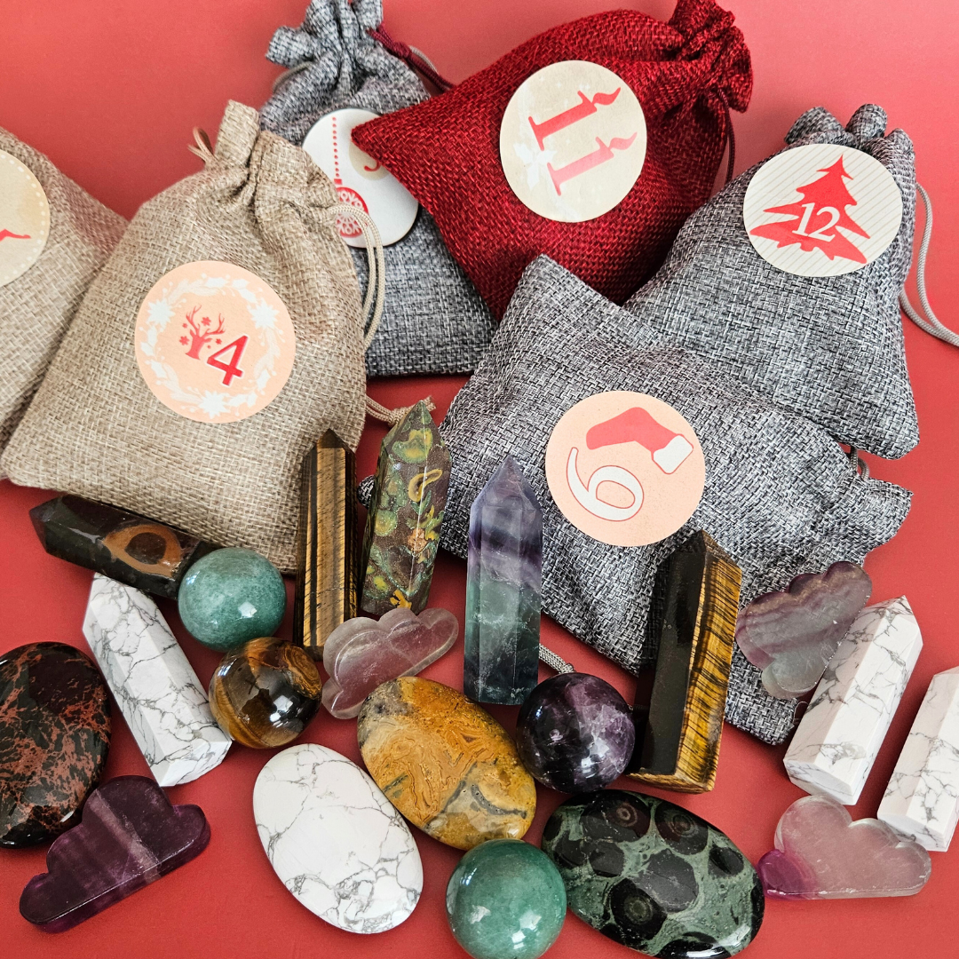 Crystal Advent Calendar 12 Days Gemstone Countdown Crystal Gift Set for Christmas