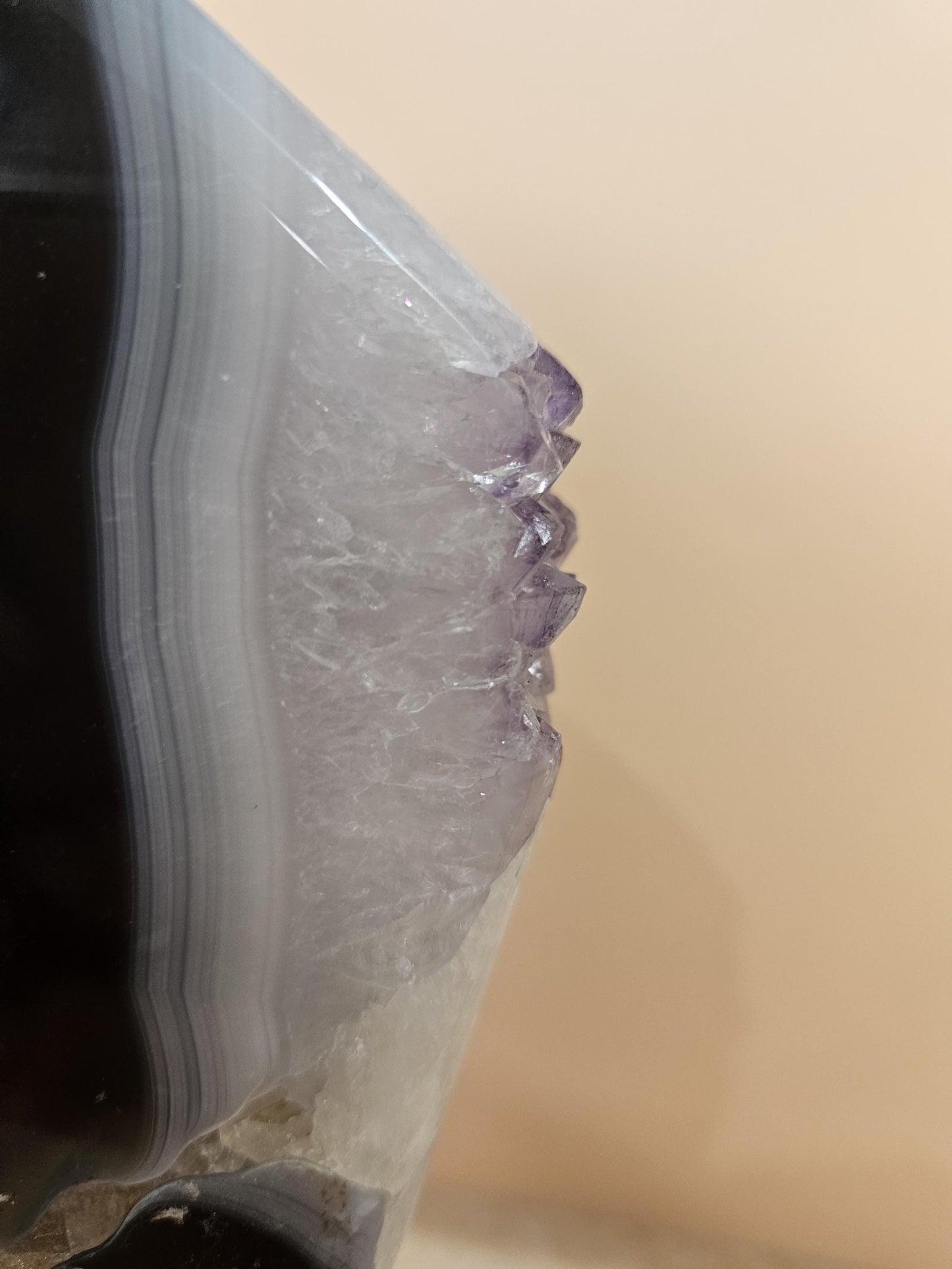 Banded Agate and Amethyst Geode slice