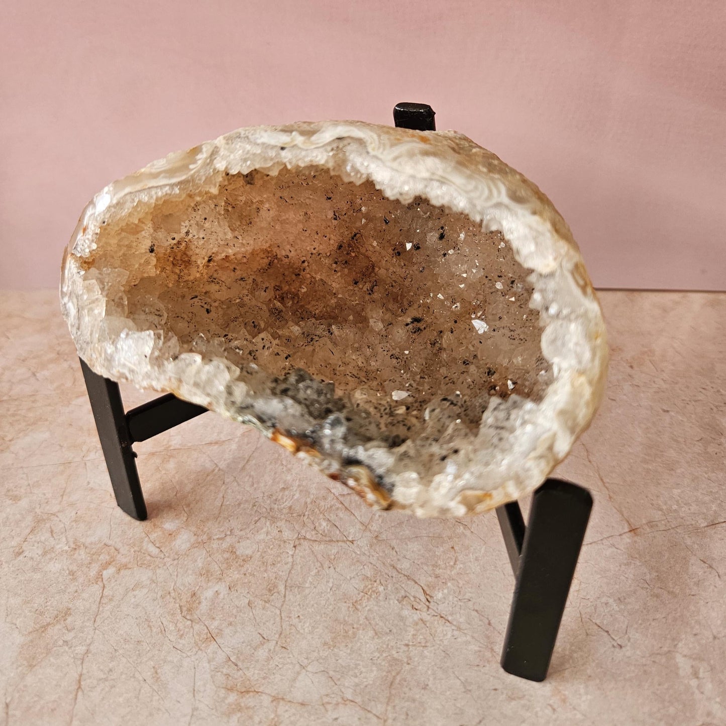 Natural Agate Geode with Stand