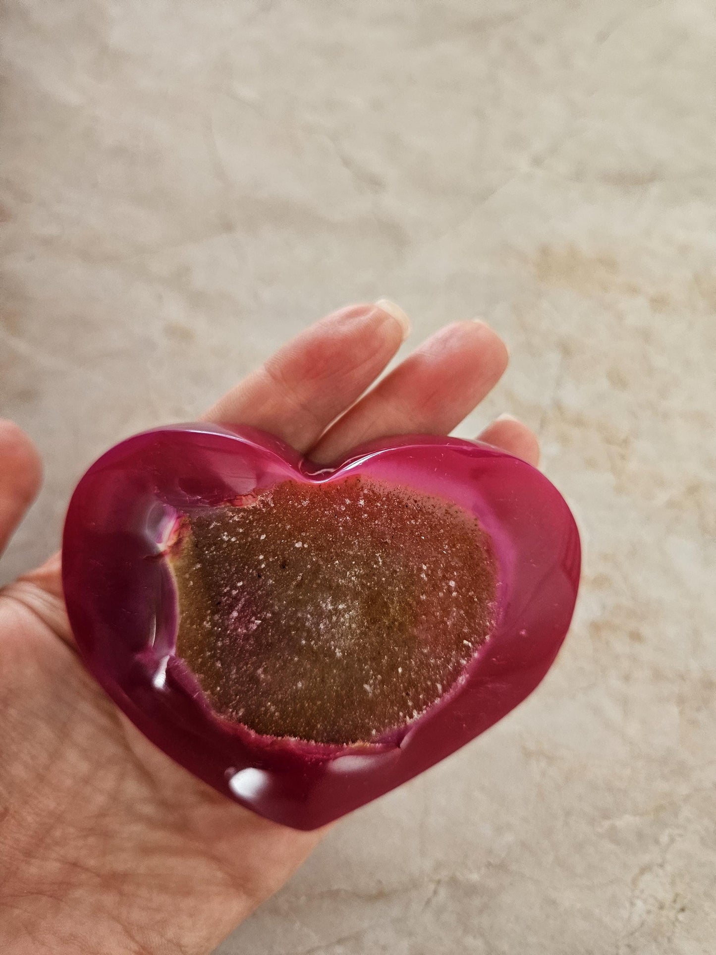 Pink Heart Crystal Agate Heart