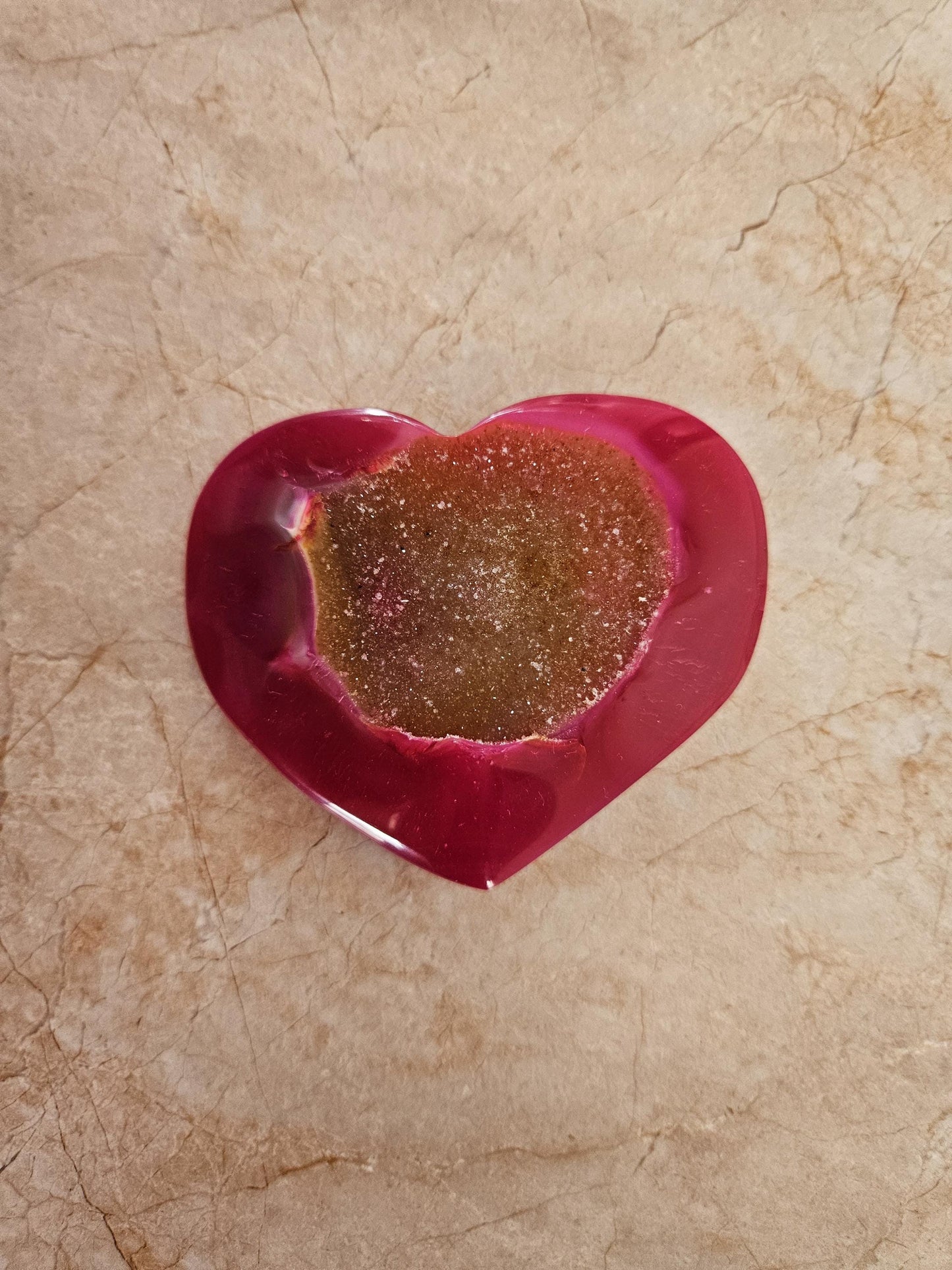 Pink Heart Crystal Agate Heart