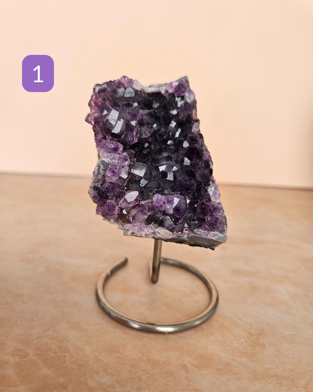 Amethyst Cluster on Metal Stand