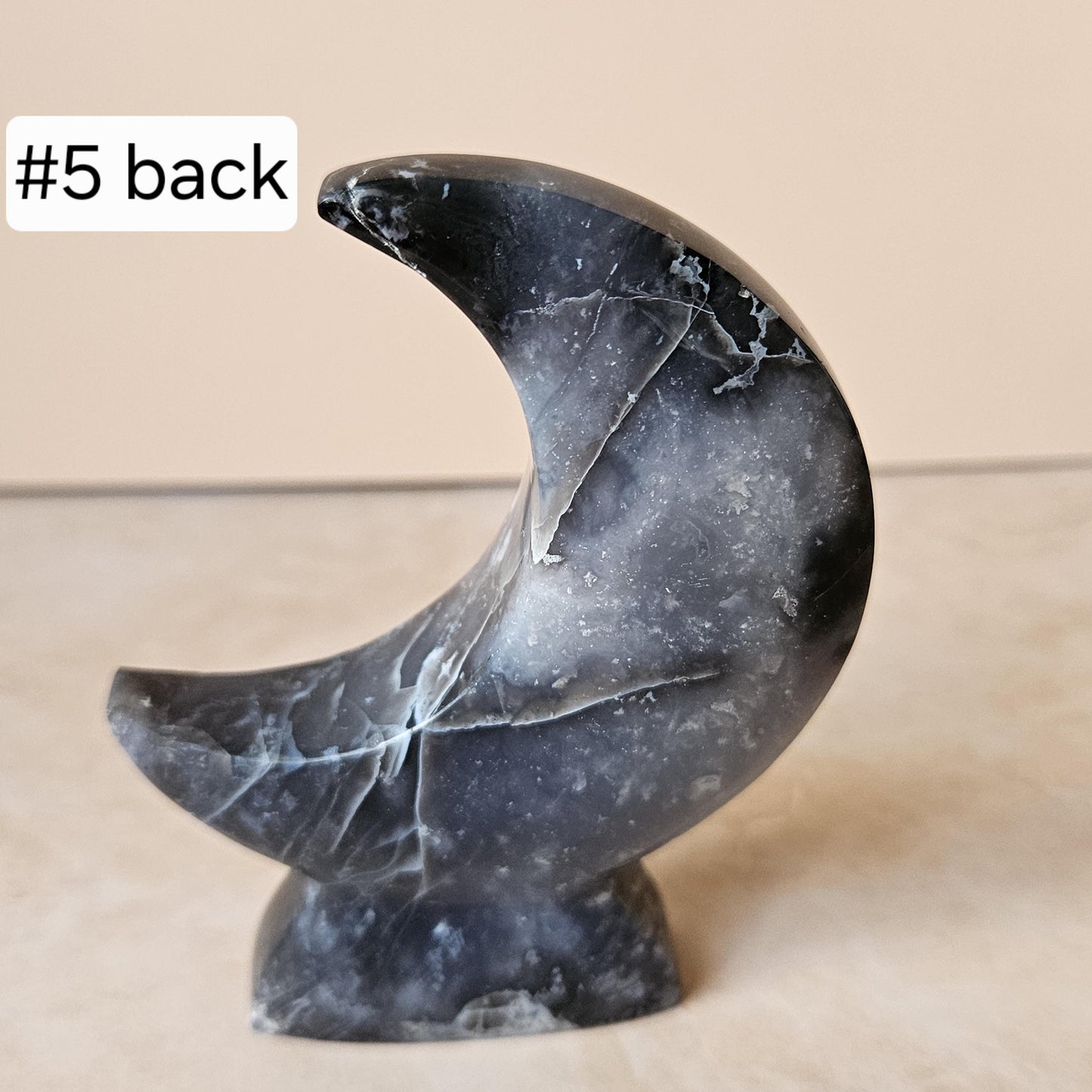 Blue Plume Agate Moon Crystal Display