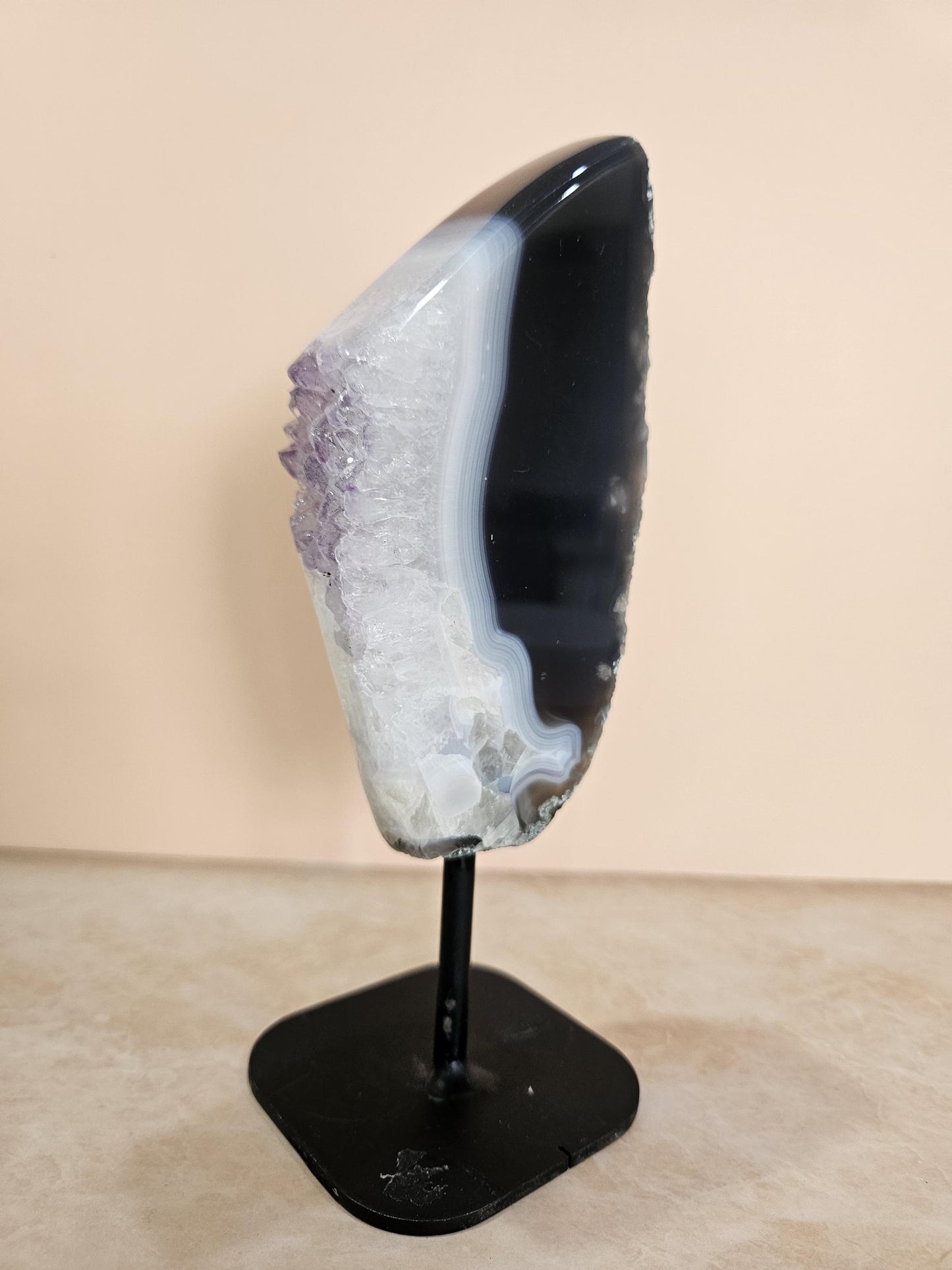 Banded Agate and Amethyst Geode slice