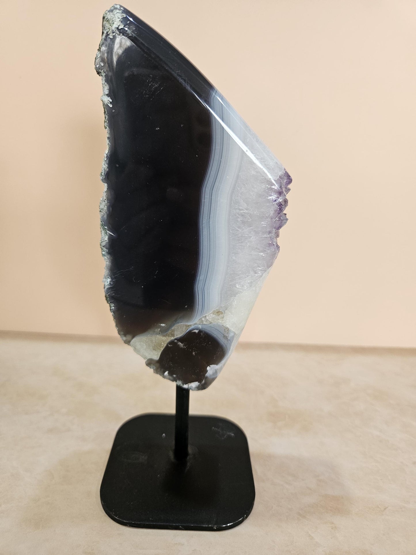 Banded Agate and Amethyst Geode slice