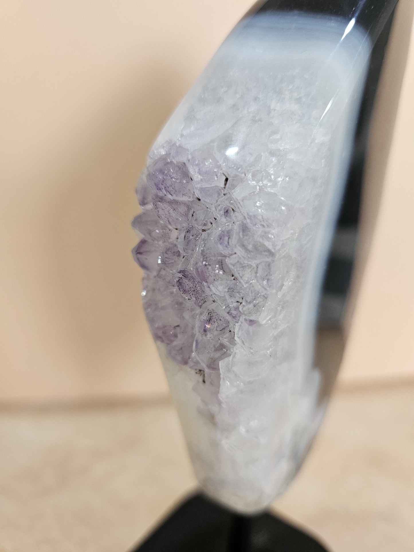 Banded Agate and Amethyst Geode slice