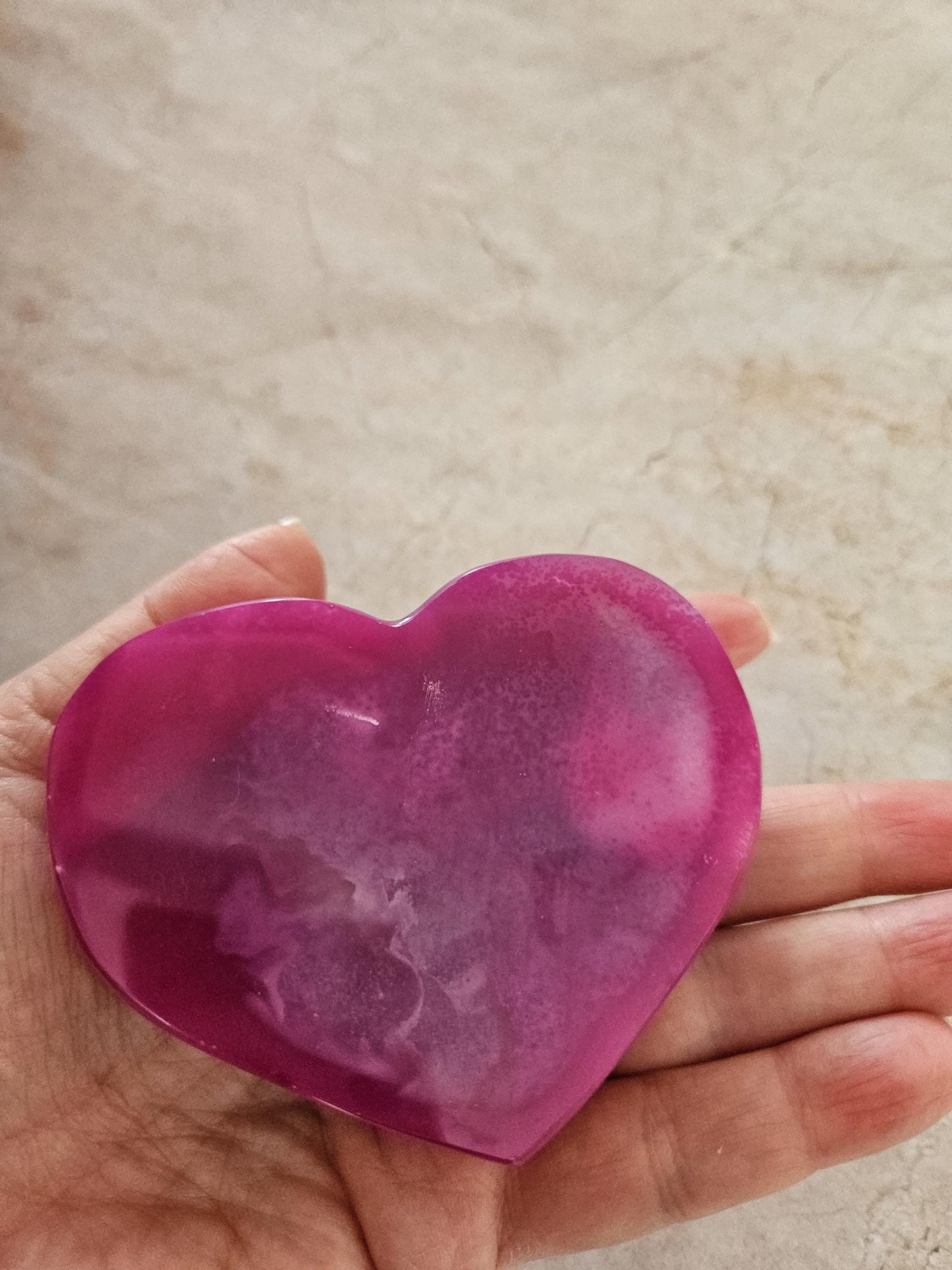 Pink Heart Crystal Agate Heart