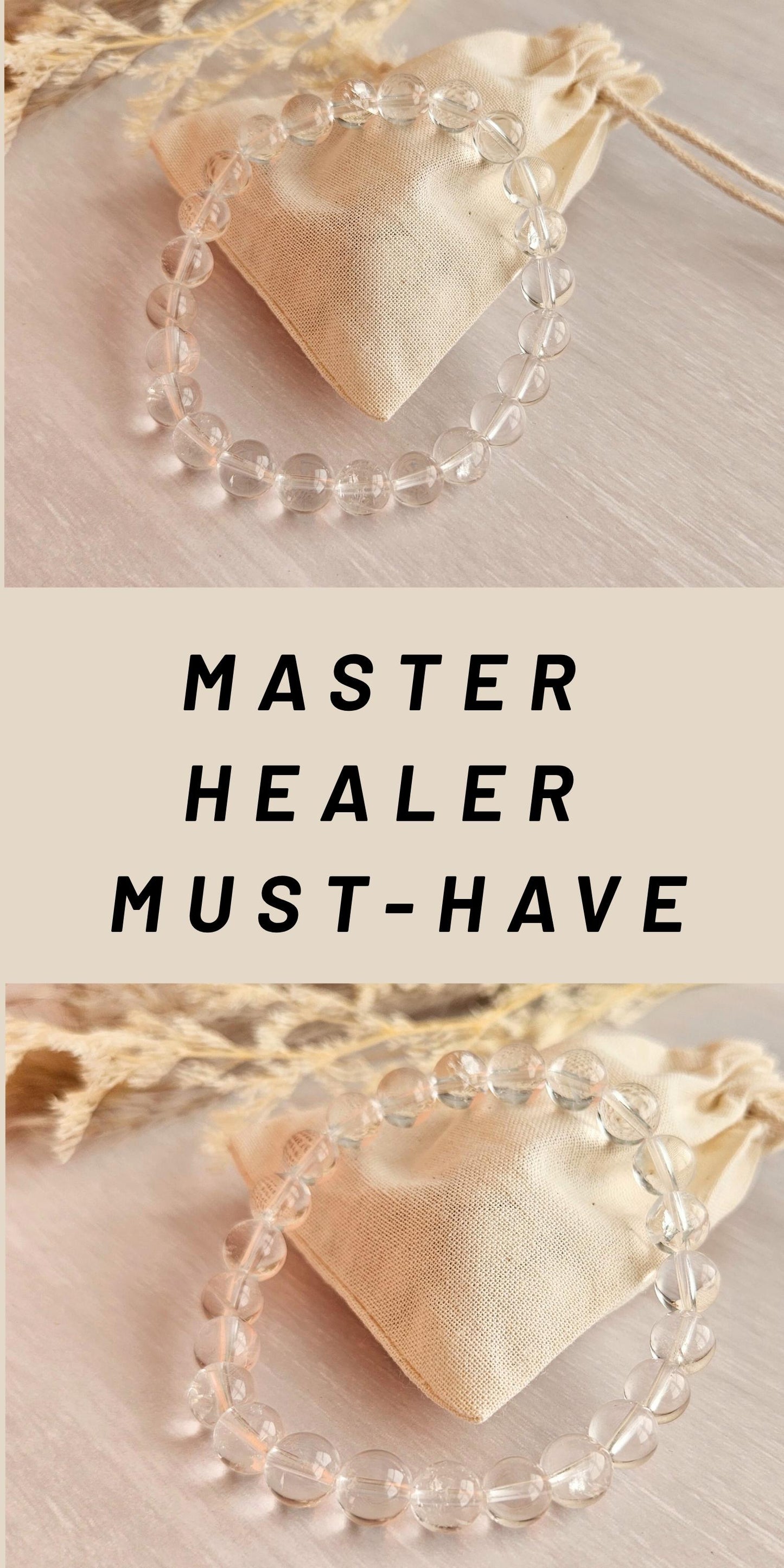 Clear Quartz Bracelet 8mm Natural Crystal Bead Bracelet Healing Gemsto