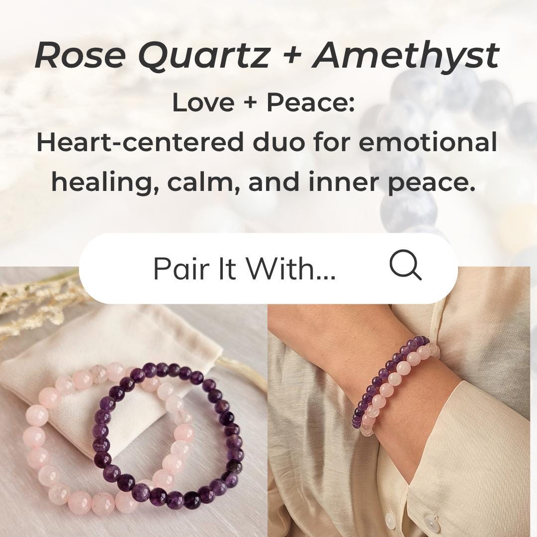 Amethyst Bead Bracelet 6mm Minimalist Jewellery Natural Gemstone Stret