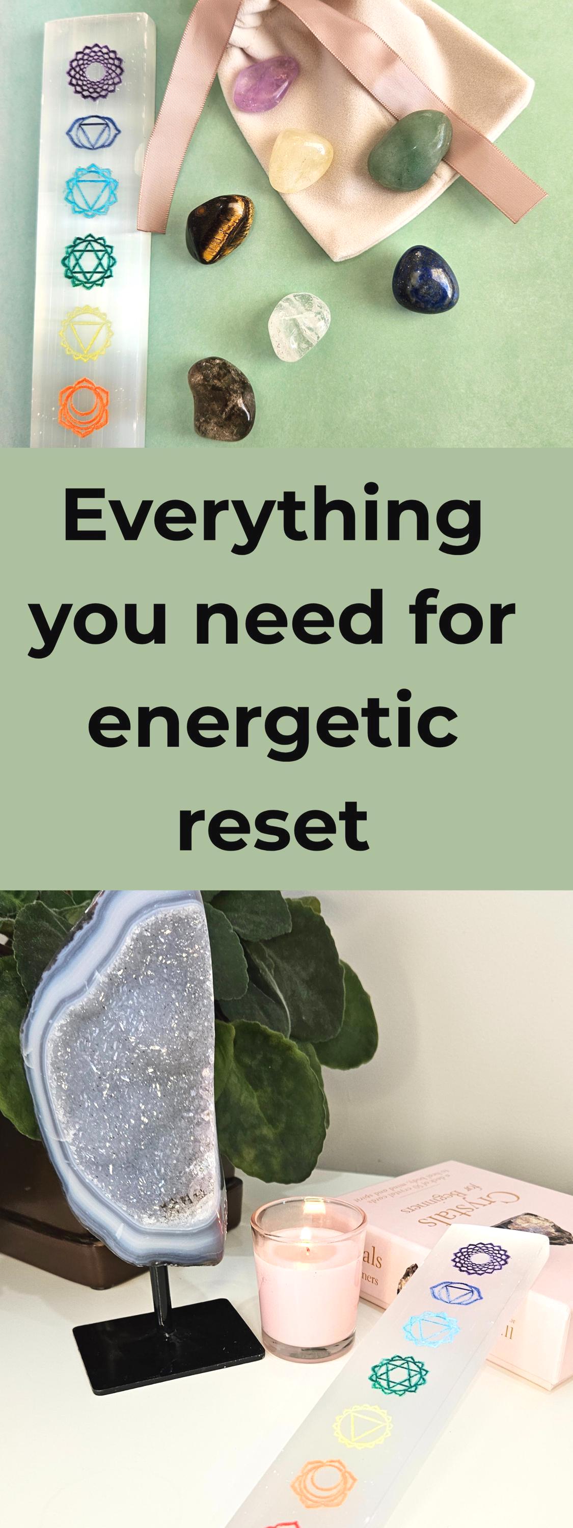 Chakra Crystal Set Selenite Charging Plate Tumbled Stones