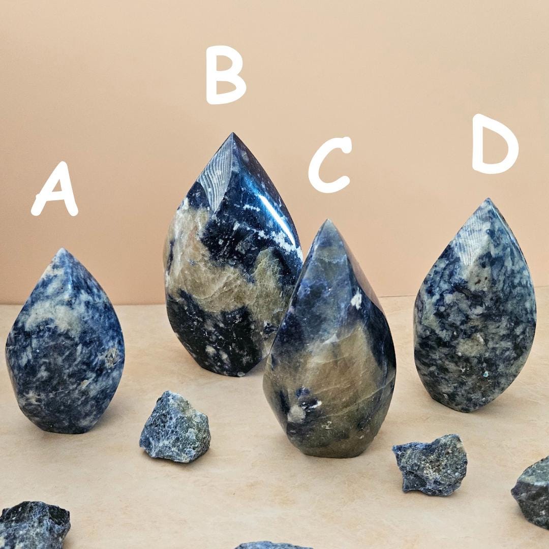 Sodalite crystal flame carving