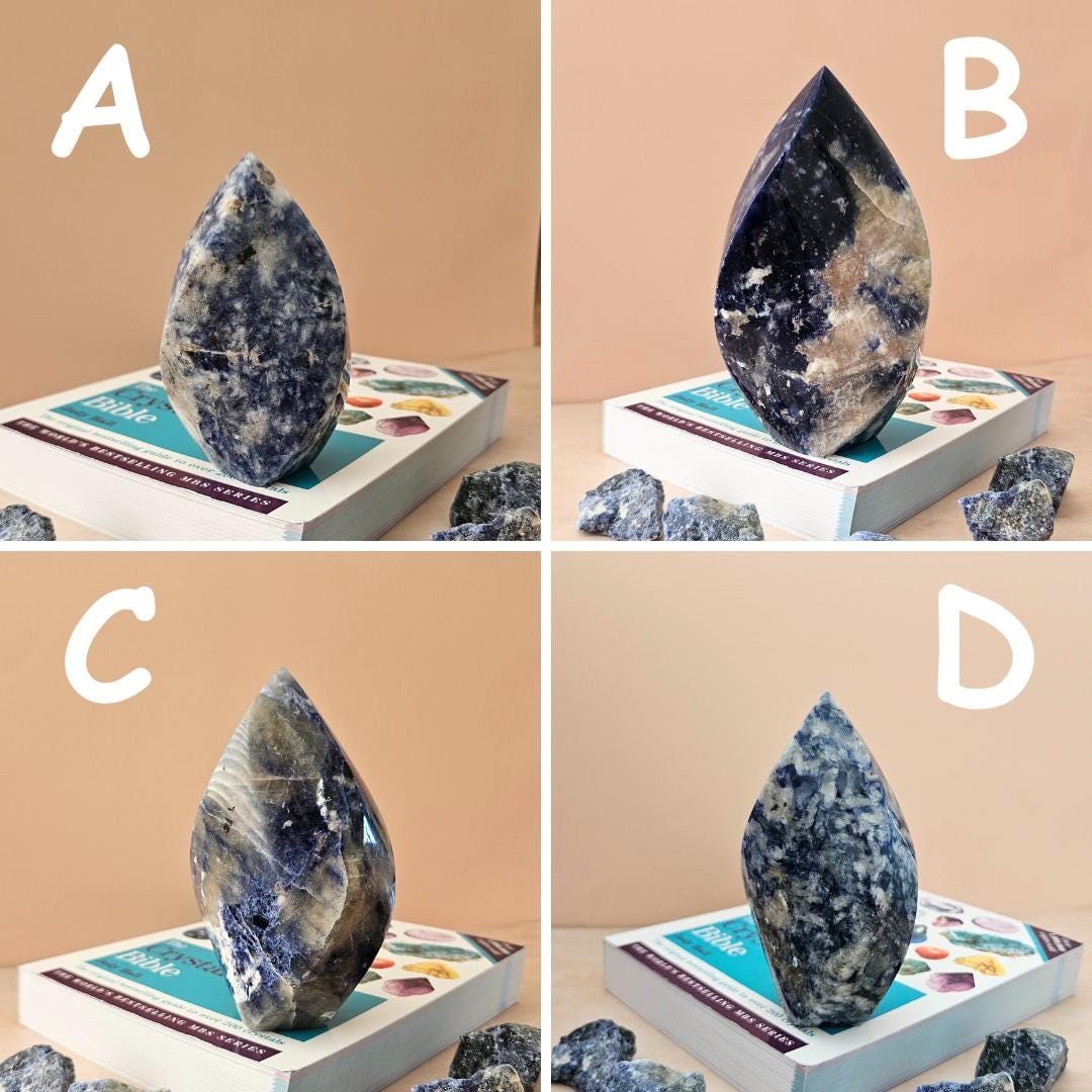 Sodalite crystal flame carving