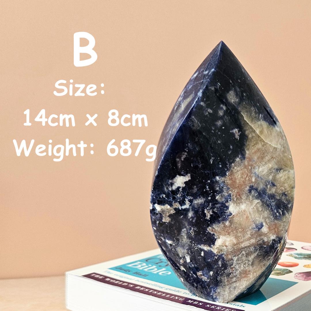 Sodalite crystal flame carving