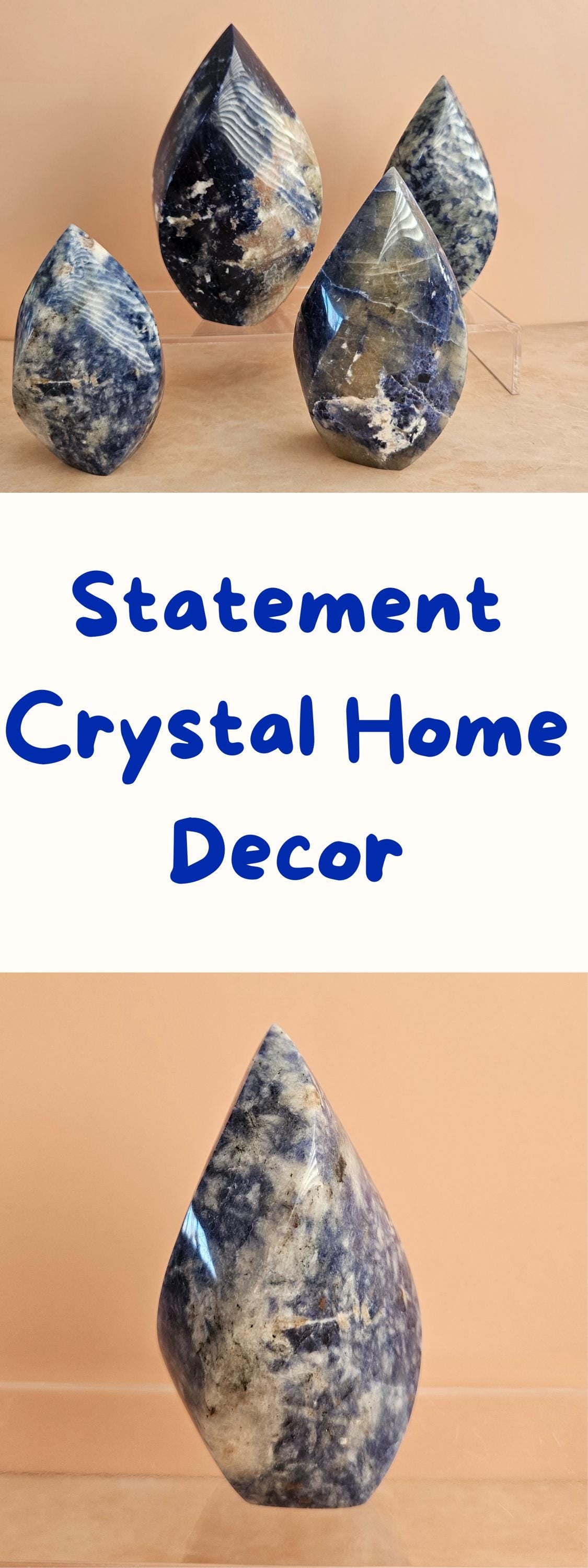 Sodalite crystal flame carving