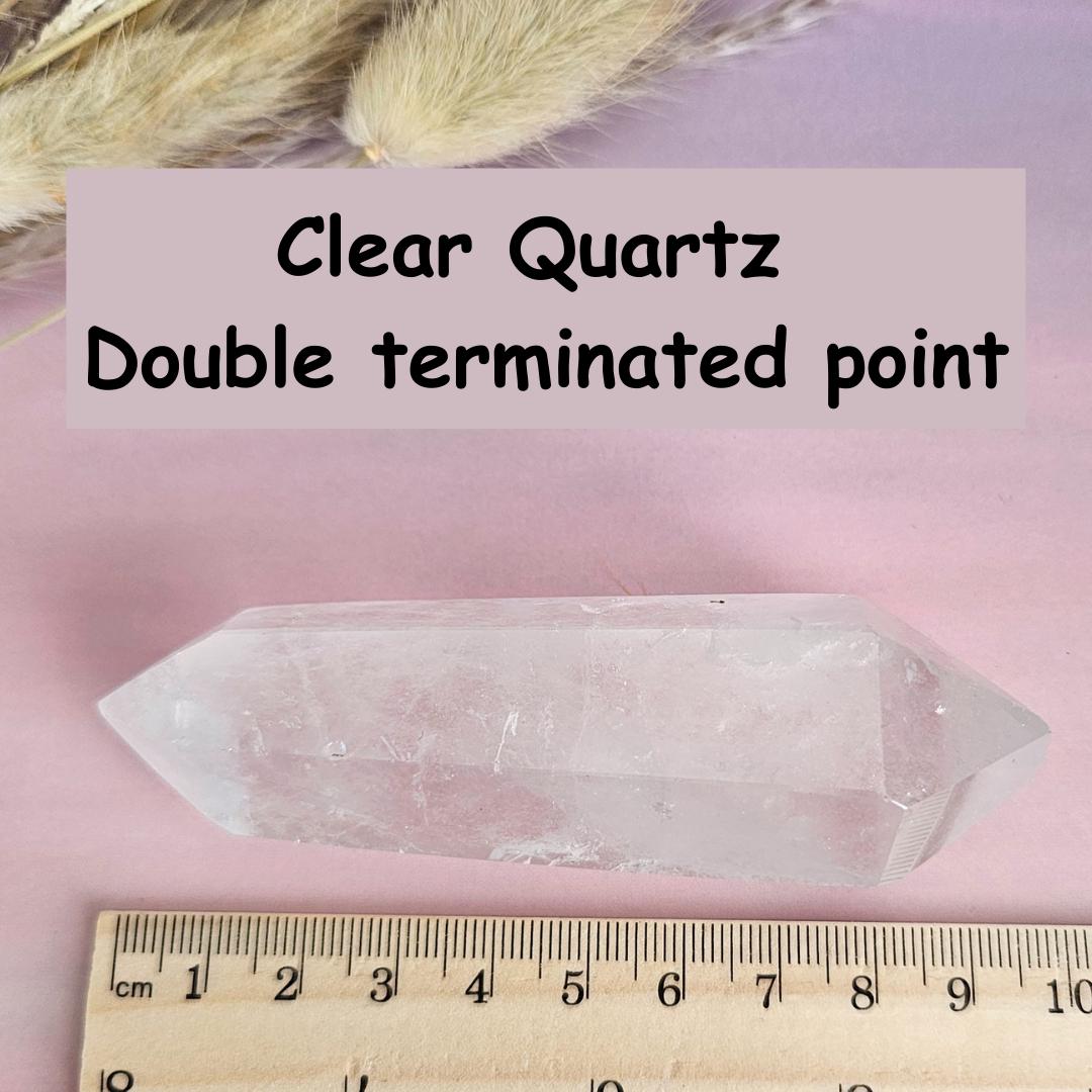 Clear quartz double terminated point rainbow inclusion