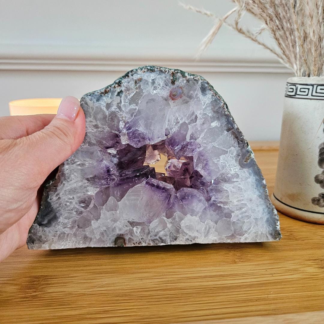 Amethyst Geode Crystal Cluster Standing Display