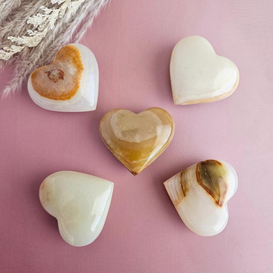 Onyx Heart Stone Crystal Carving