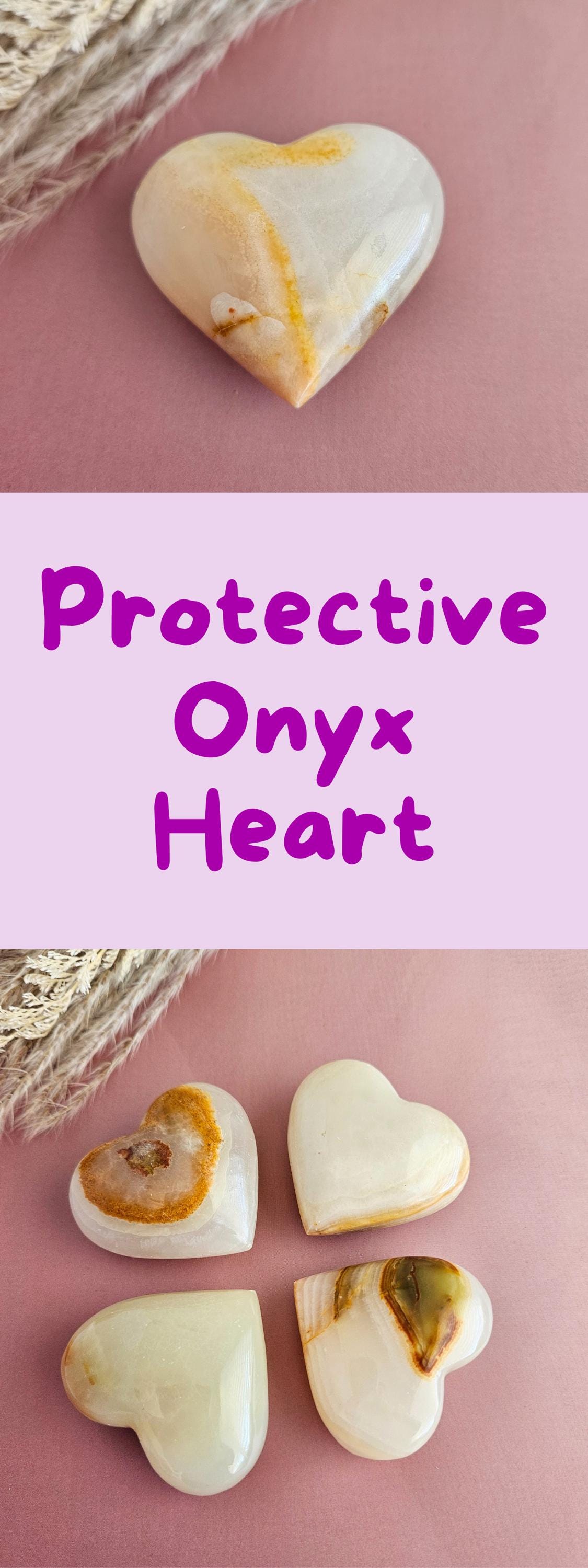Natural Onyx Crystal Heart Stone Grounding Meditation Decor Gift for H