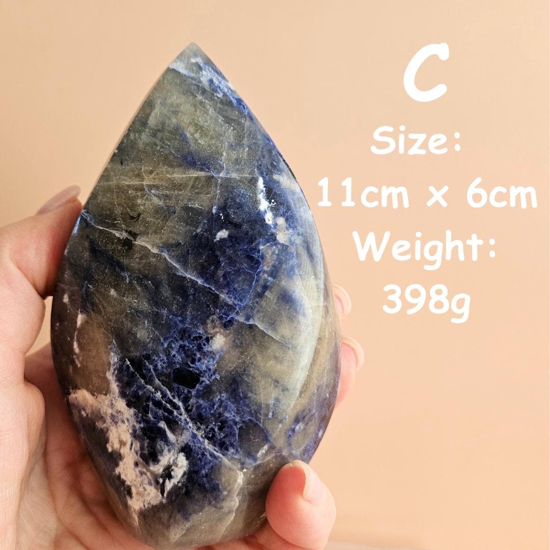 Sodalite crystal flame carving