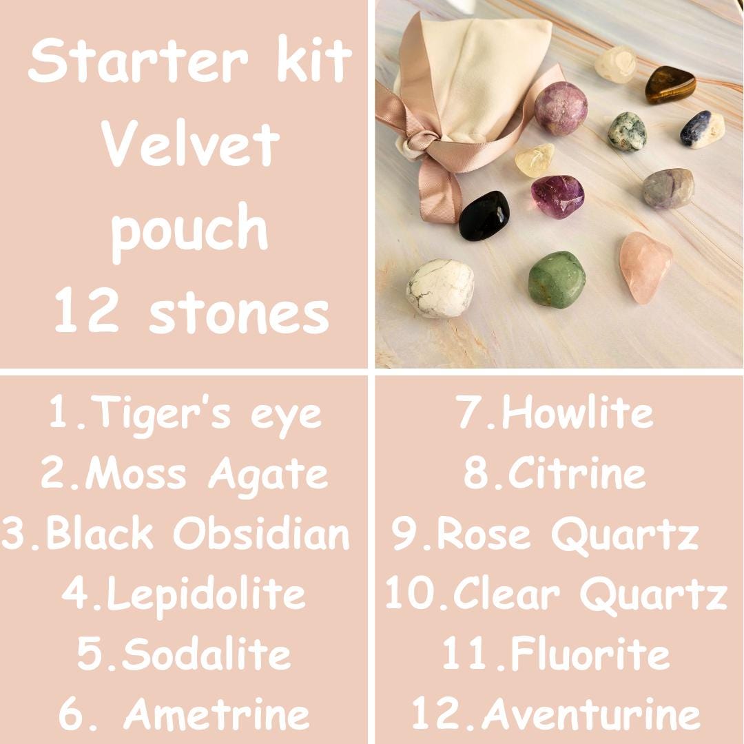 Crystal Set wooden box Crystal Starter Kit for Meditation Gemstone Gif
