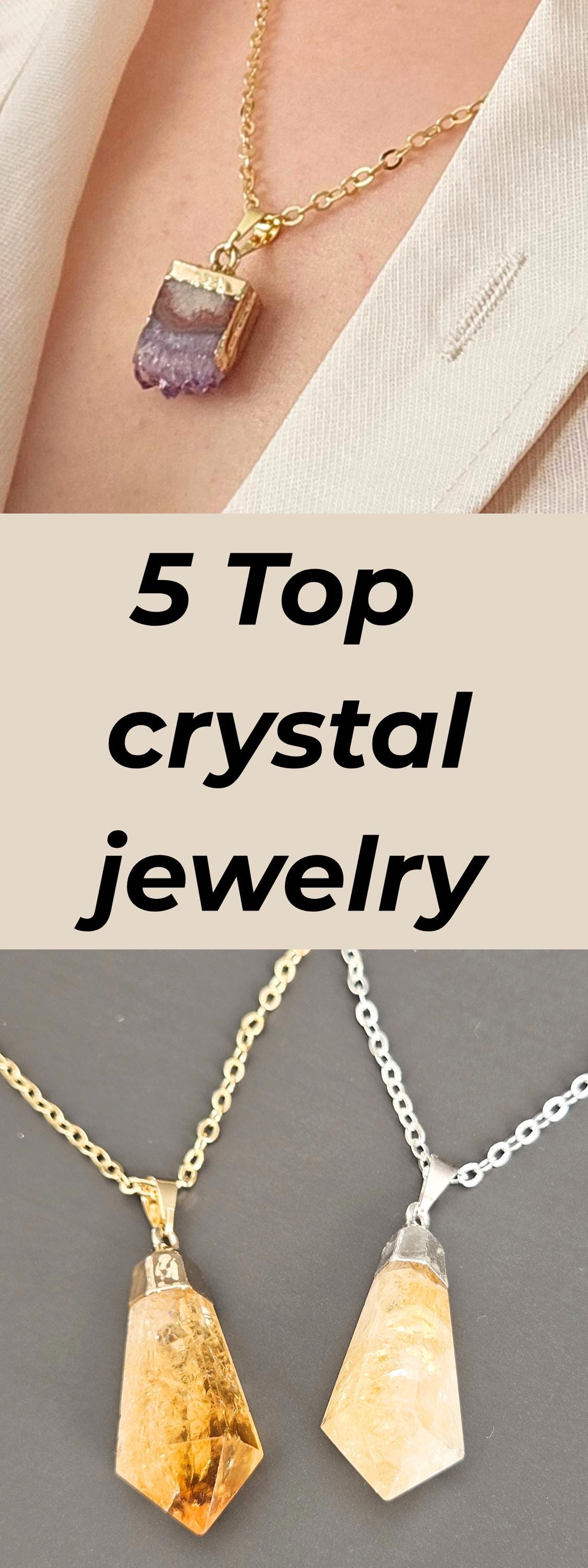 Citrine necklace natural citrine pendant gemstone abundance crystal je