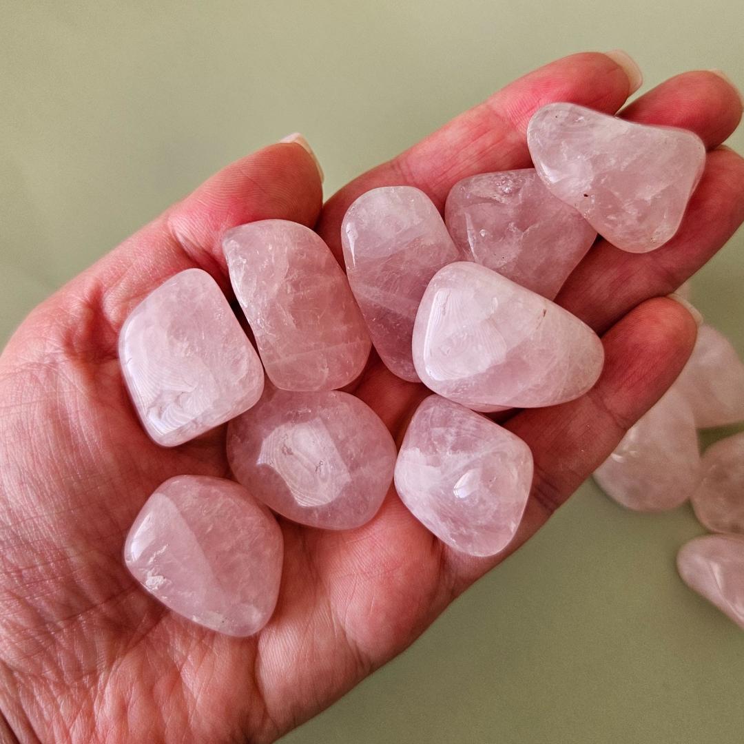 Rose quartz tumbled stones pink crystal decor home office bowl filler