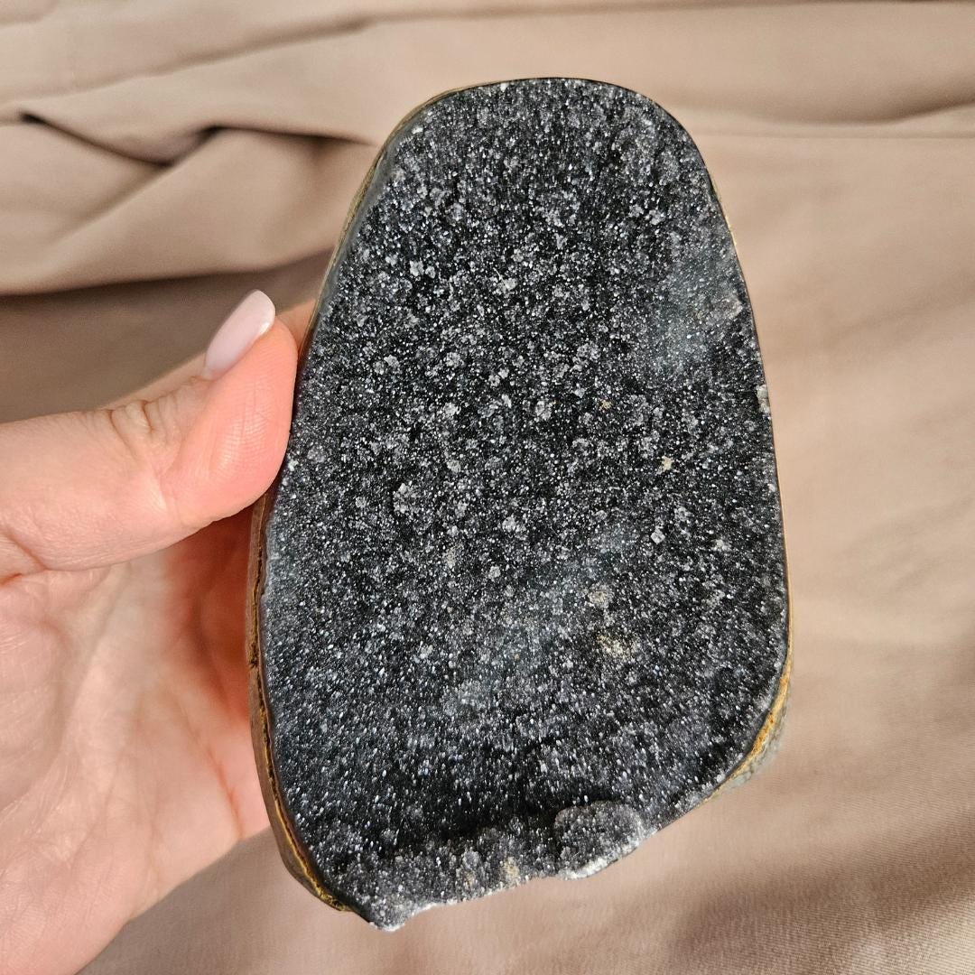 Black Amethyst Crystal gift Geode Sparkling Druzy Uruguay Modern Decor