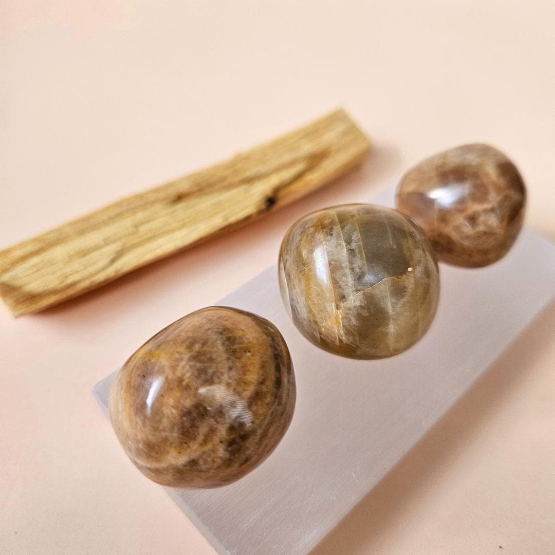 Peach Moonstone Crystal Natural Gemstone Meditation Stone Calm Energy