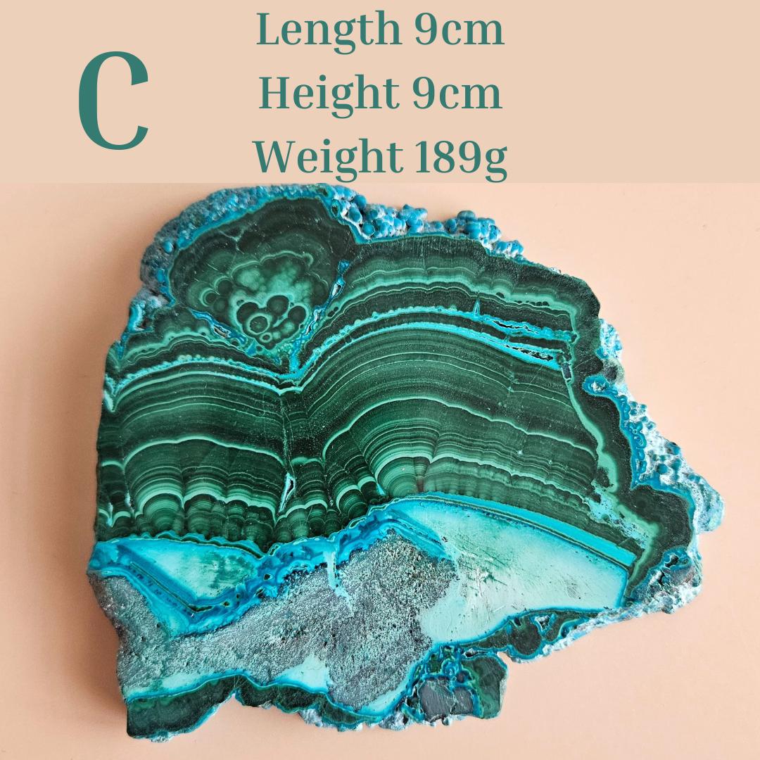 Malachite Chrysocolla Freeform crystal slab green Malacholla stone nat
