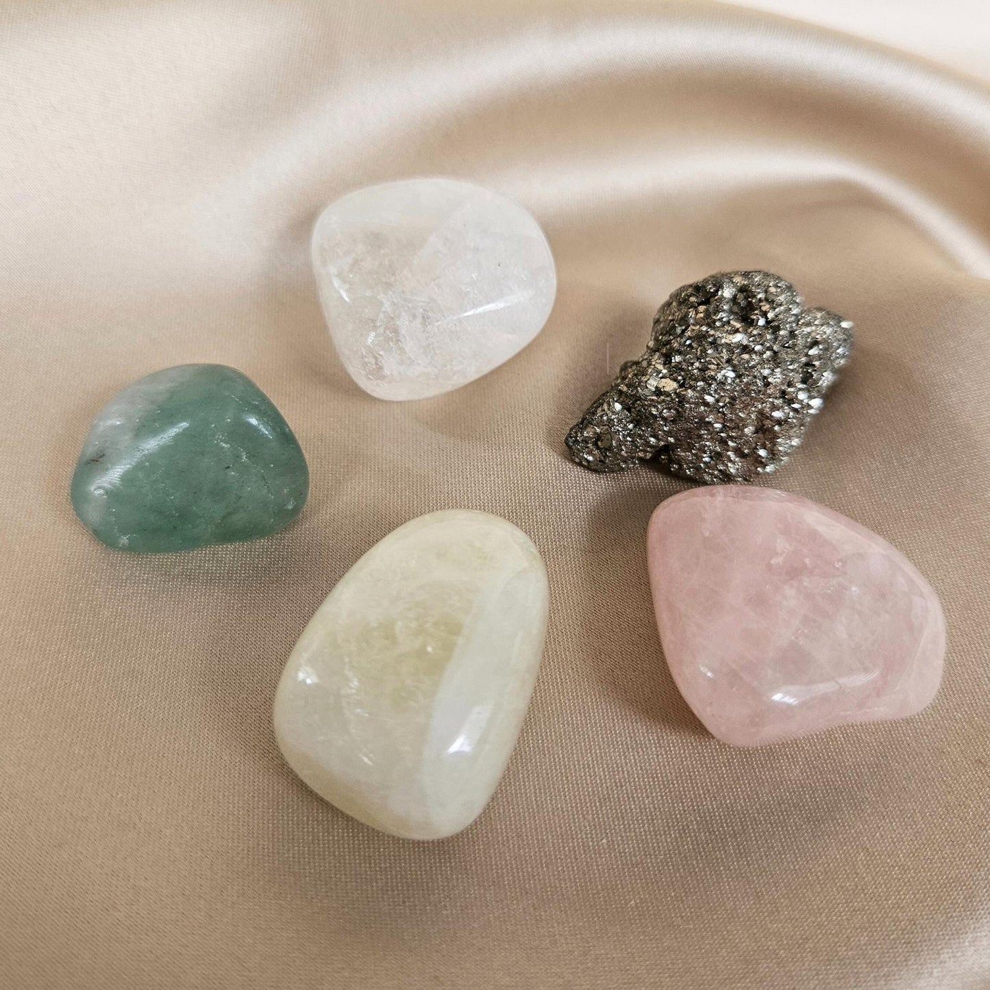 Manifestation Crystal Set Citrine Pyrite Clear Quartz Aventurine Rose