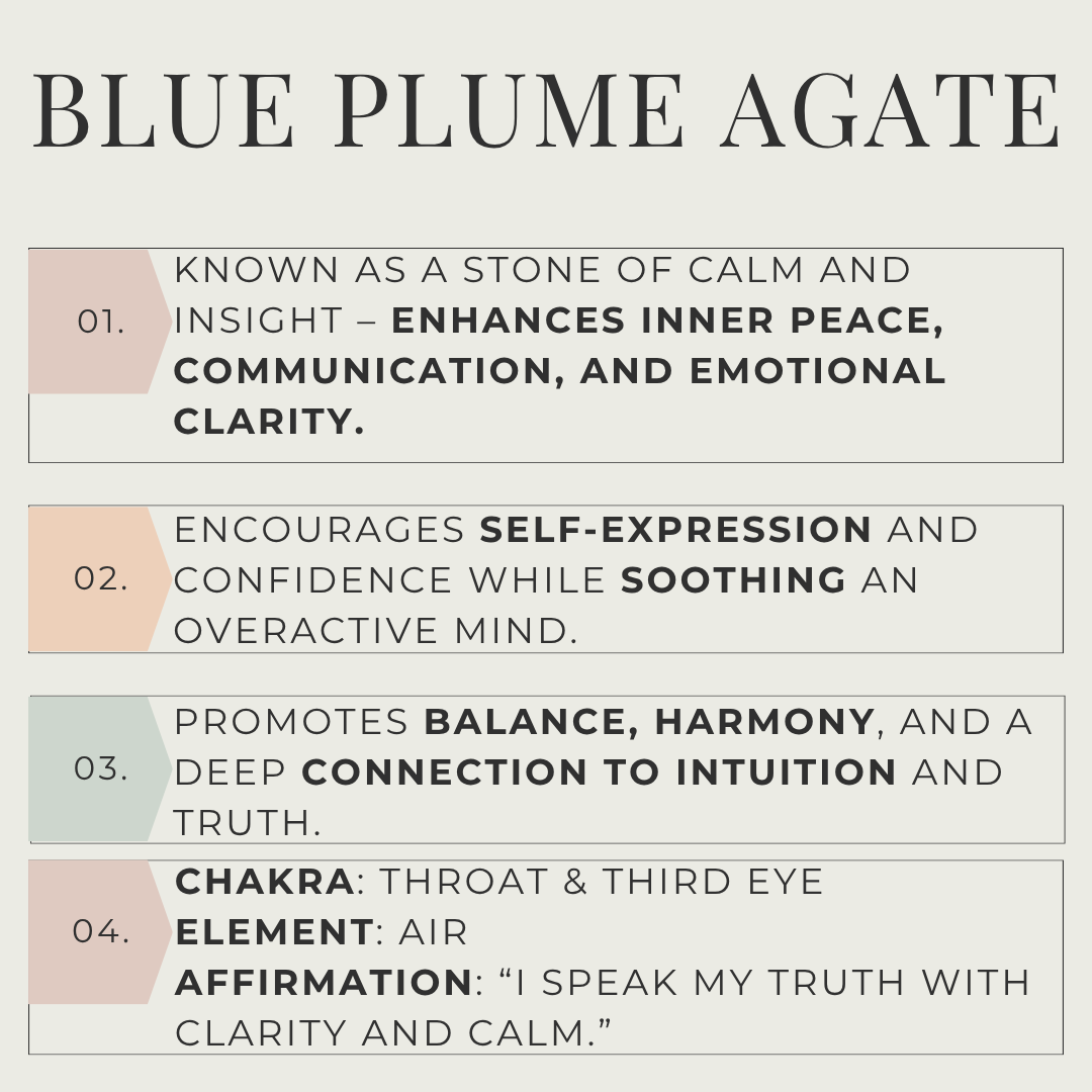 Blue Plume Agate Moon Crystal Display