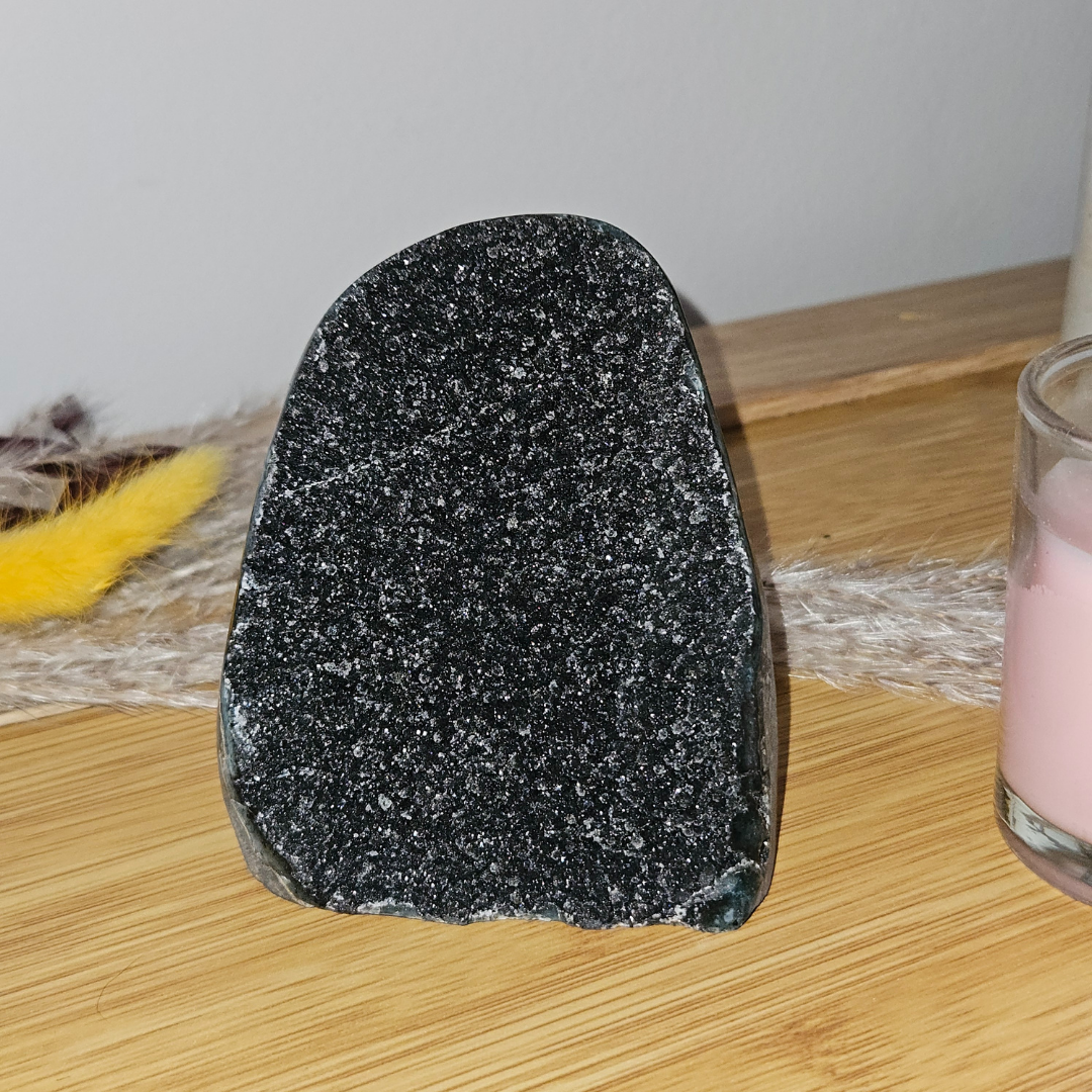 Black Amethyst Crystal Geode Natural Mineral Specimen