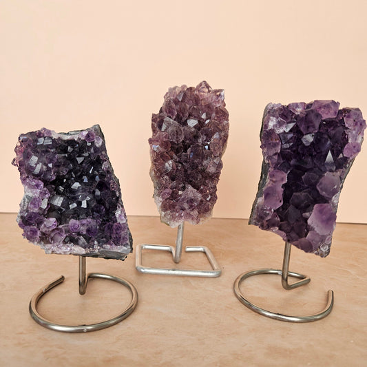 Amethyst Cluster on Metal Stand