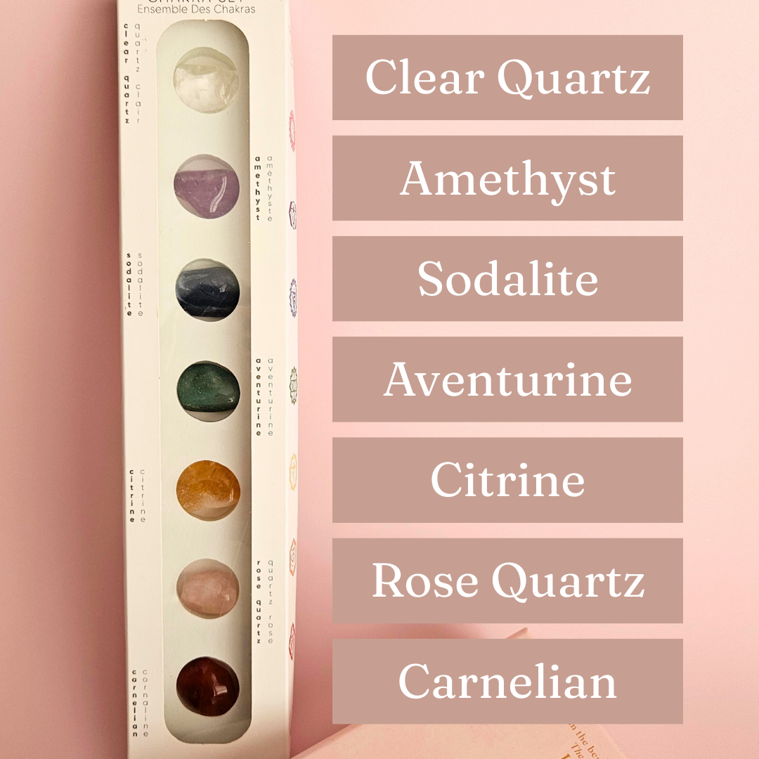 7 Chakra crystal set - gift box tumbled crystals