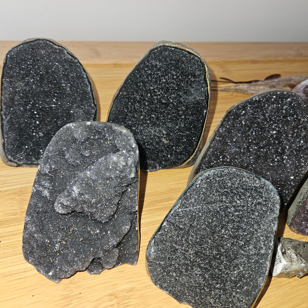 Black Amethyst Crystal Geode Natural Mineral Specimen