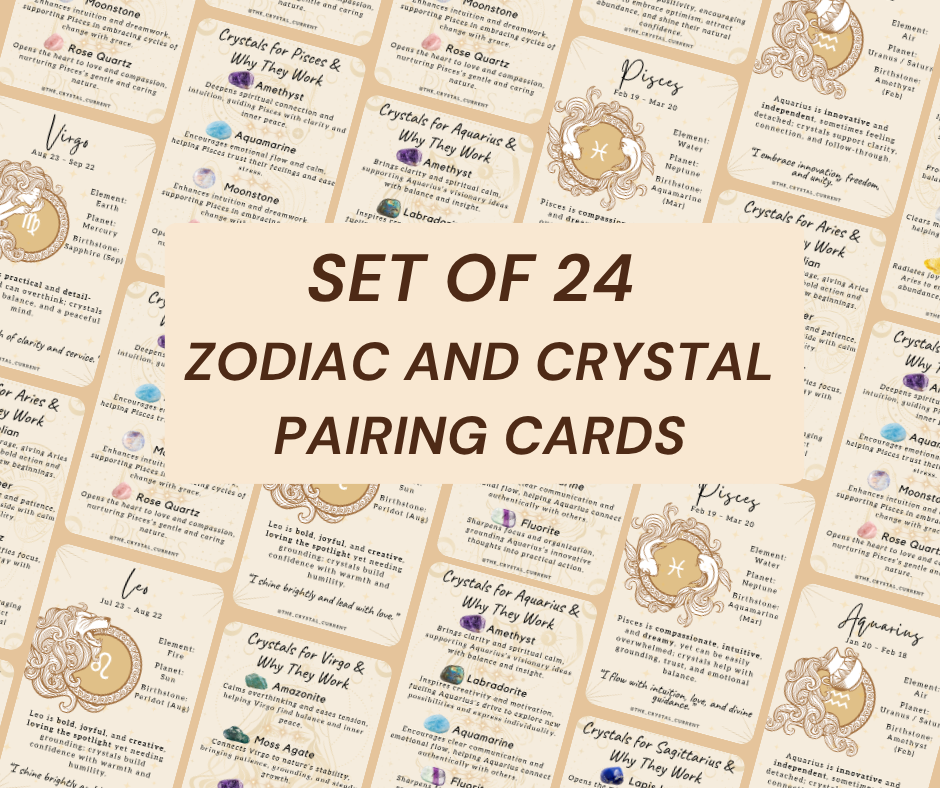 PRINTABLE Zodiac and crystal pairing cards A6