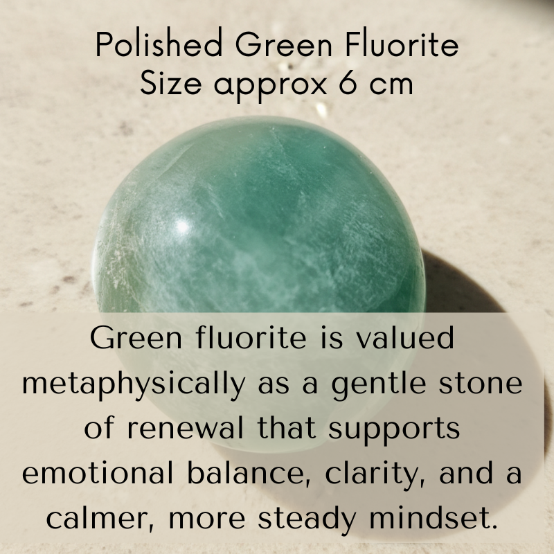 Green Fluorite Palm Stone, Crystal worry stone