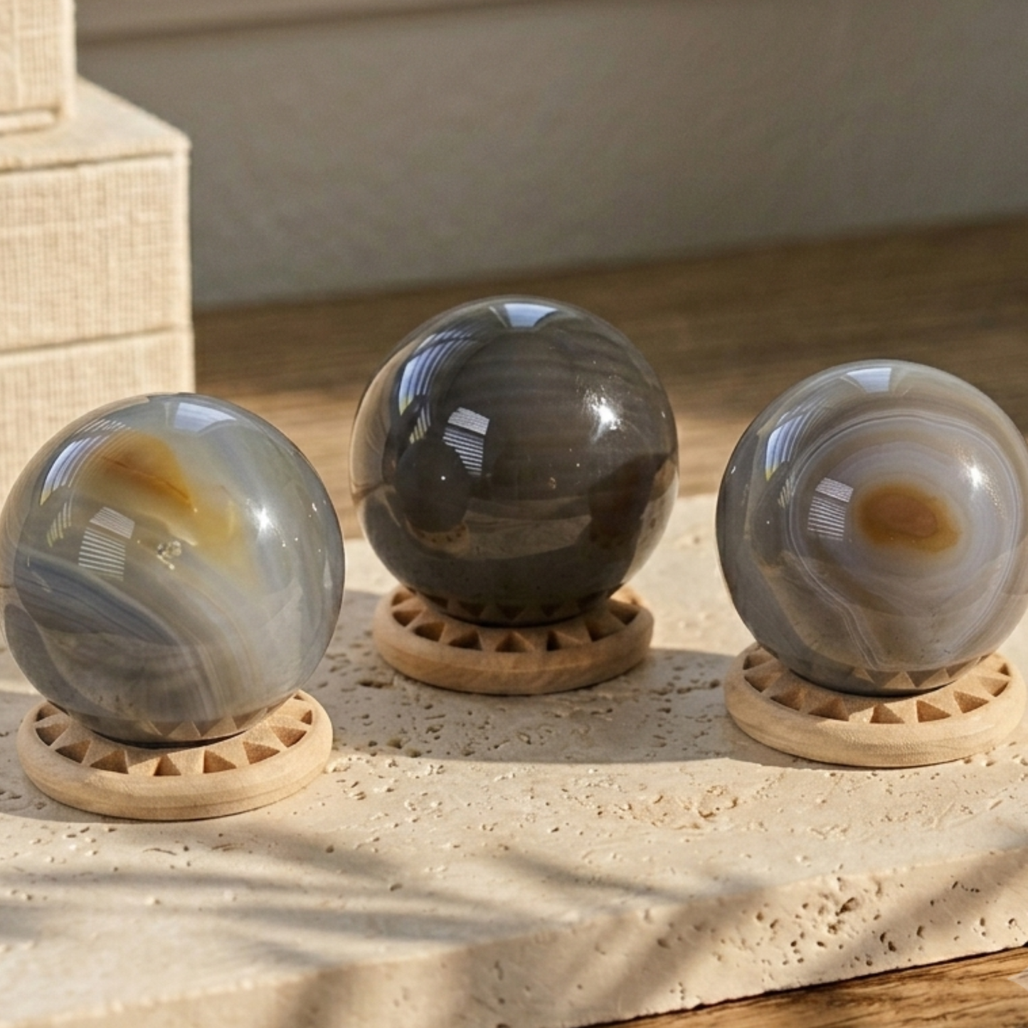 Banded Agate Sphere 38mm  Madagascar Crystal Decor Stand included