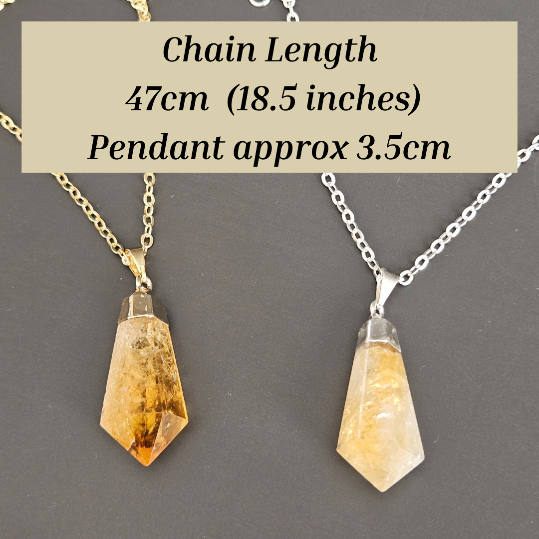 Citrine pendant crystal necklace raw point pendant