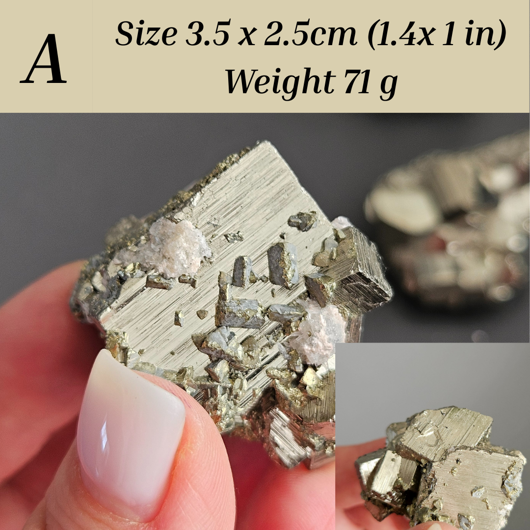 Raw pyrite crystal stone with golden luster, used for energy protection and manifestation practices