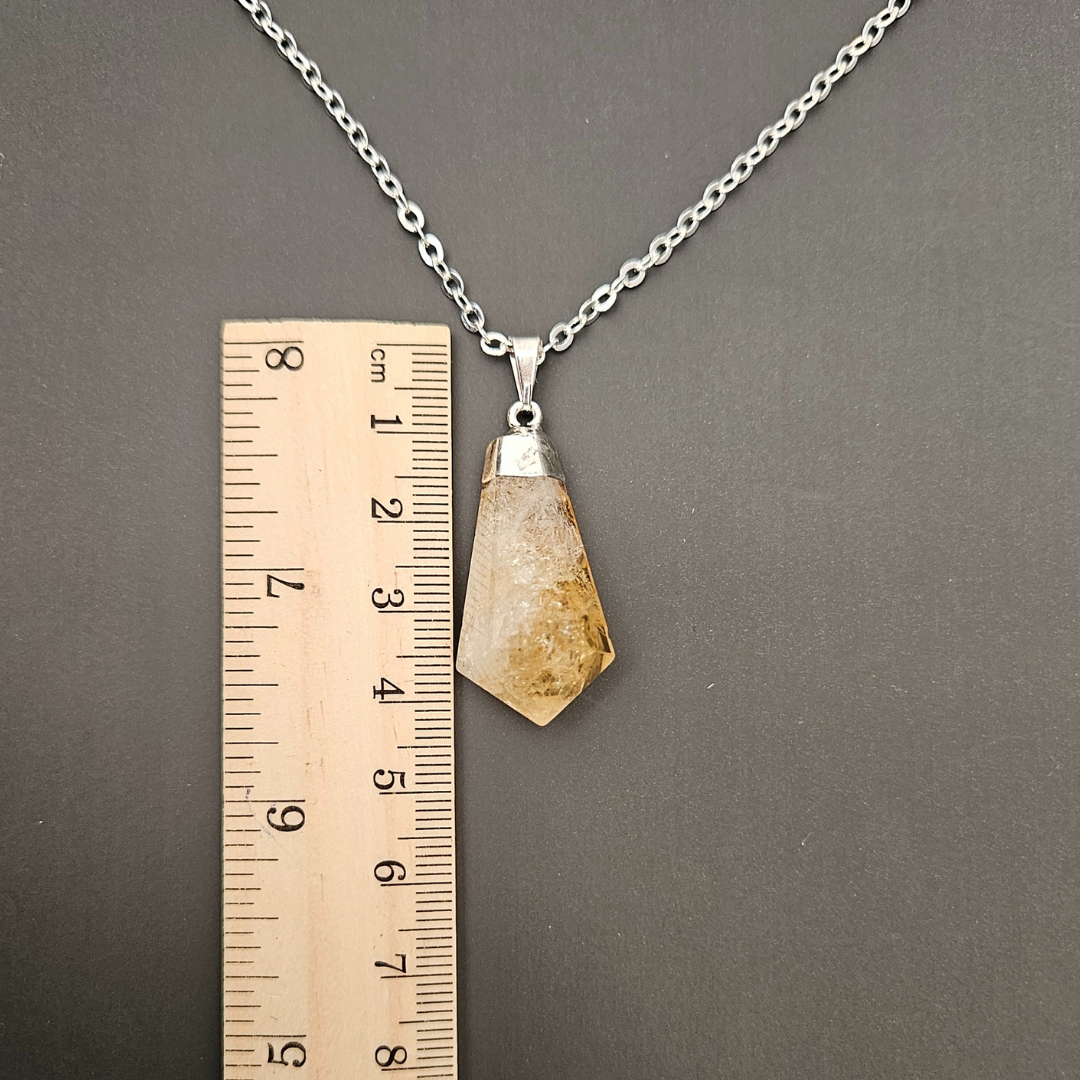 Citrine pendant crystal necklace raw point pendant
