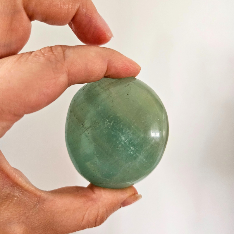 Green Fluorite Palm Stone, Crystal worry stone
