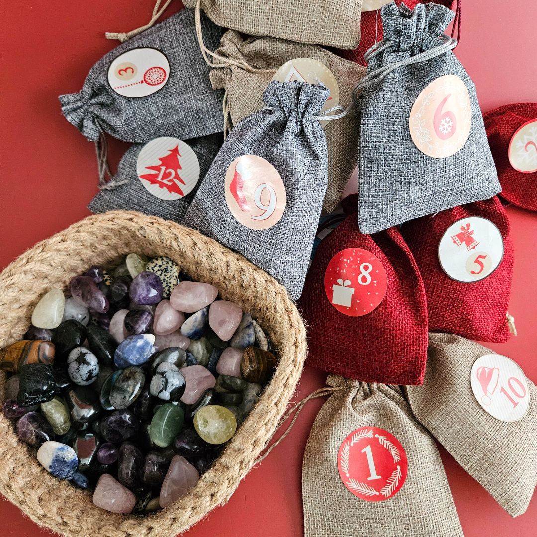 Crystal Advent Calendar 12 Days Gemstone Countdown Crystal Gift Set for Christmas