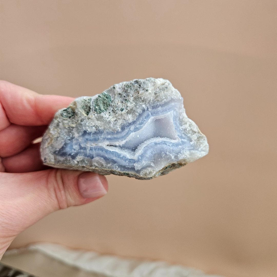 Blue Lace Agate Geode Natural Raw Slice Chalcedony Cluster Natural