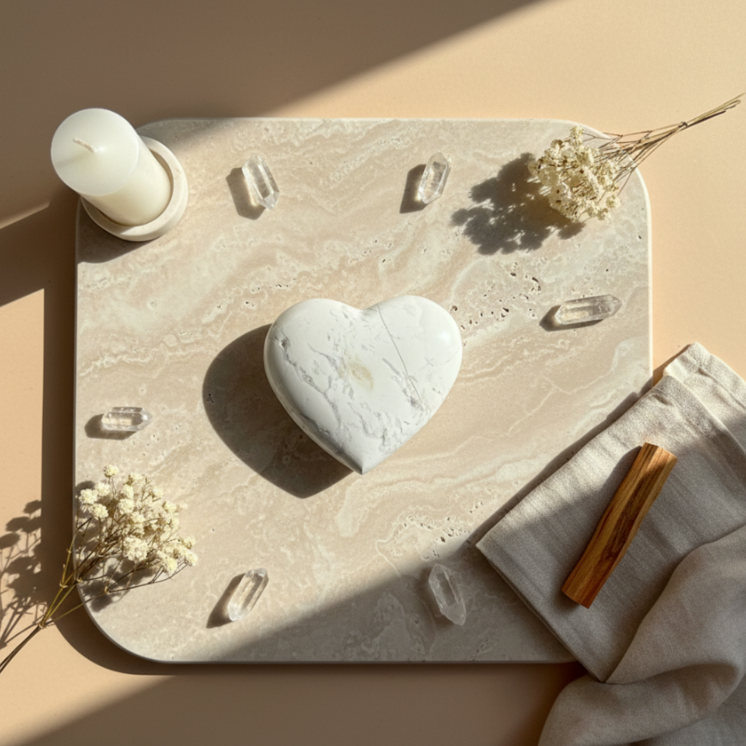 White Agate Heart Natural Stone Carving