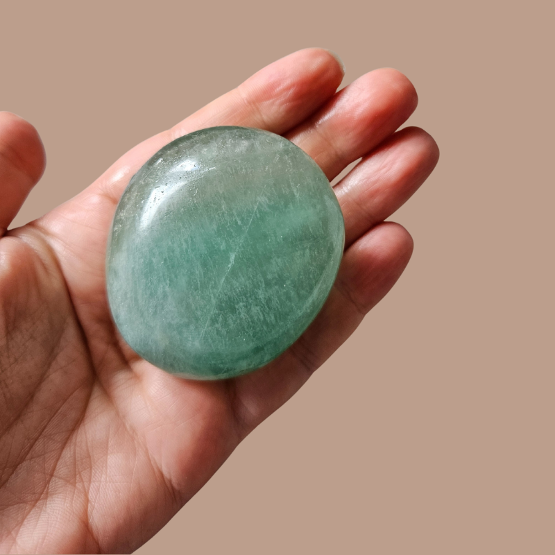 Green Fluorite Palm Stone, Crystal worry stone