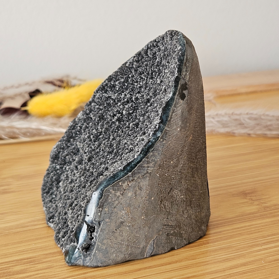 Black Amethyst Crystal Geode Natural Mineral Specimen