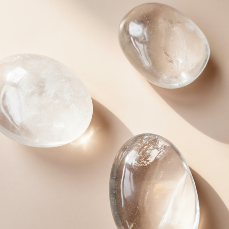 Clear quartz palmstone natural crystal worry stone