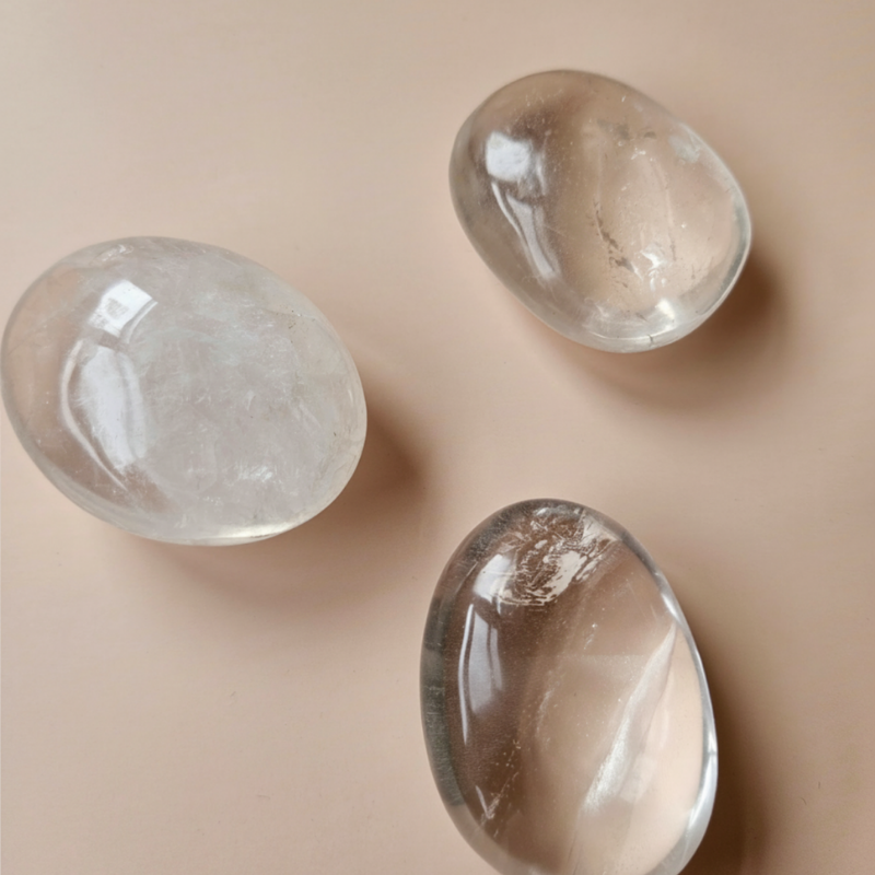 Clear quartz palmstone natural crystal worry stone