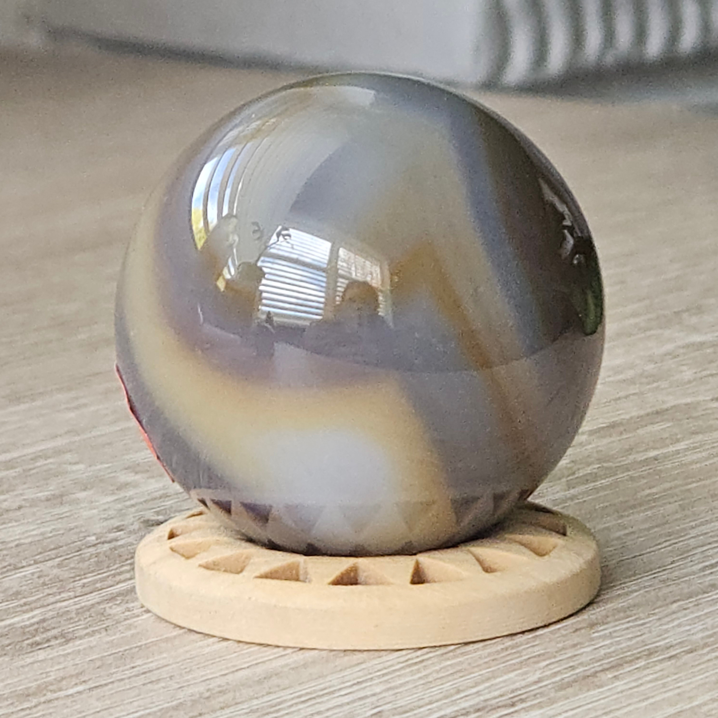 Banded Agate Sphere 38mm  Madagascar Crystal Decor Stand included